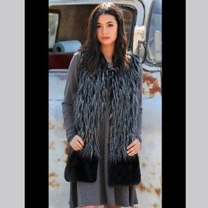 Vest. Faux Fur. Black & Gray. Small Medium & Large. Nostalgia Brand. NWT